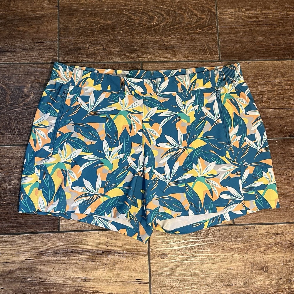 Columbia PFG Swim Trunks Mens 2XL Blue Green Fish Floral Tropical Omni-Shade